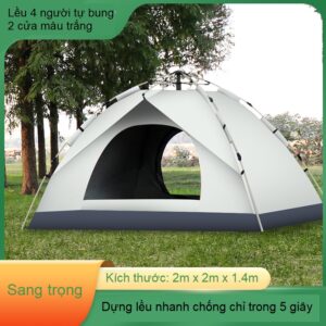 Lều tự bung LB2 2-4 người 2 cửa thoáng màu be