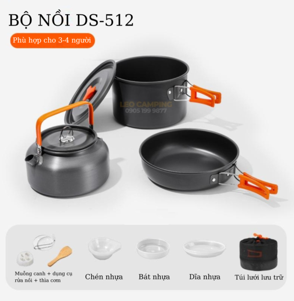 Bộ nồi dã ngoại 3-4 người DS512