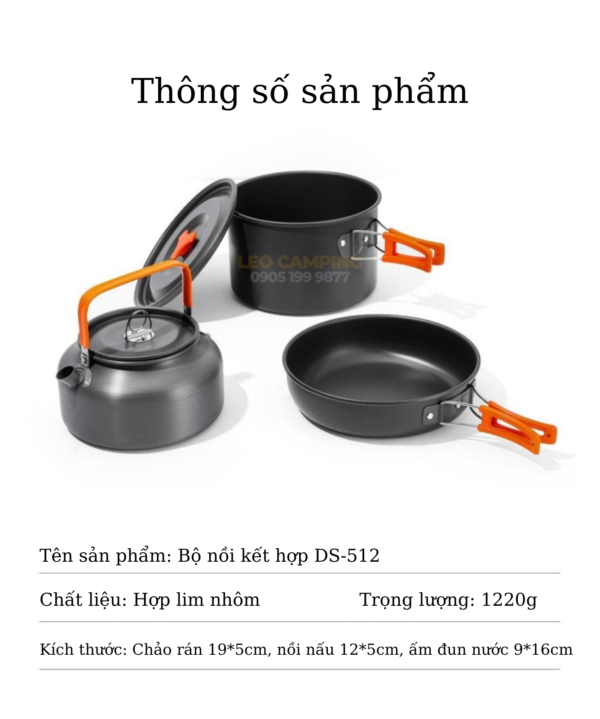 Bộ nồi dã ngoại 3-4 người DS512 - Hình ảnh 14