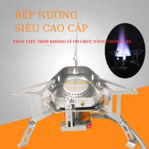 Bếp gas dã ngoại có dây nối an toàn và chắn gió BG103